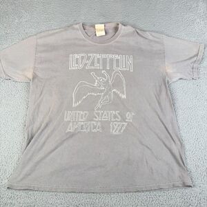 Vintage Led Zeppelin T Shirt XL Gray United States of America 1977 Graphic Y2K